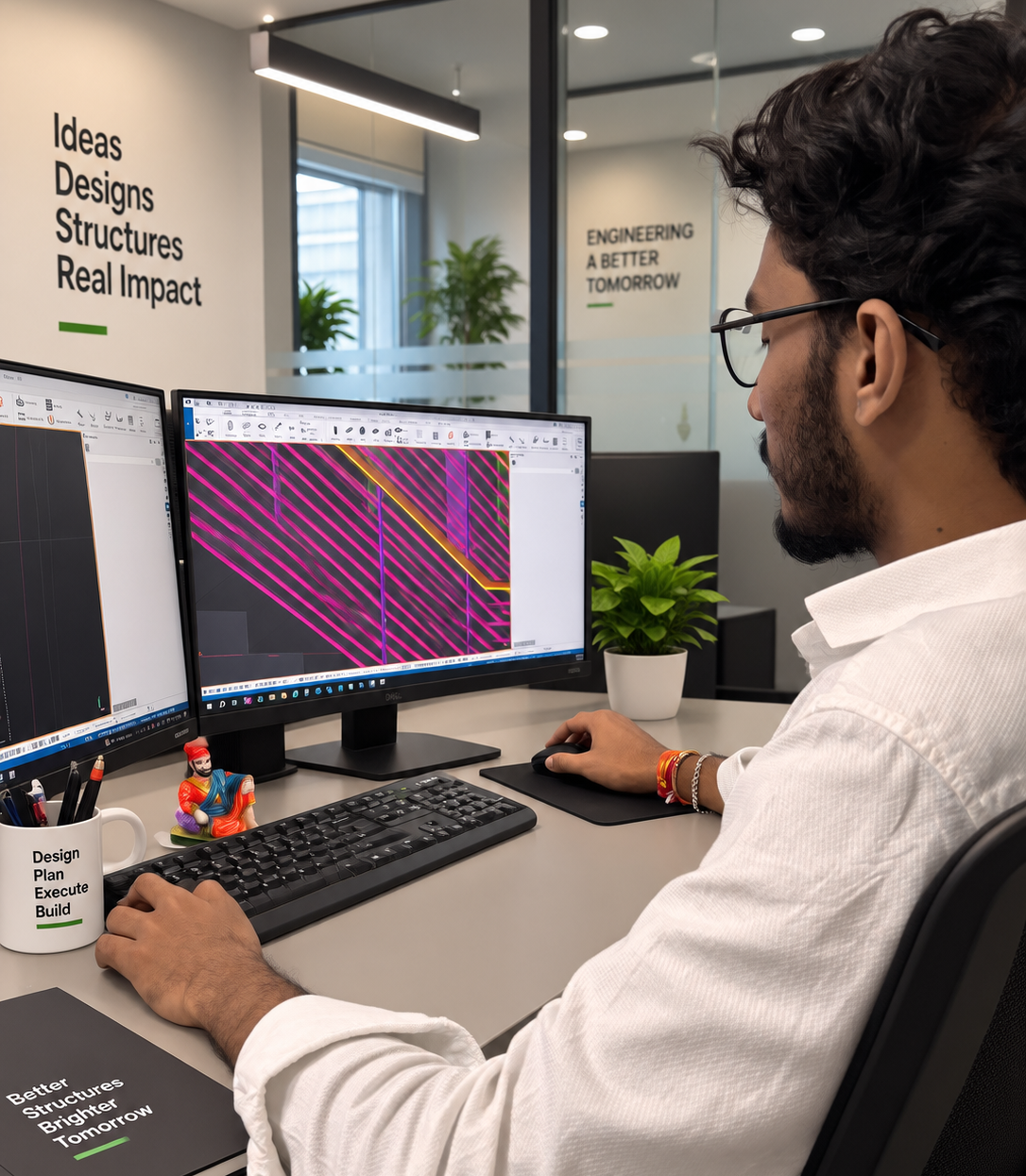 Students learning Tekla Structures and structural BIM modelling
