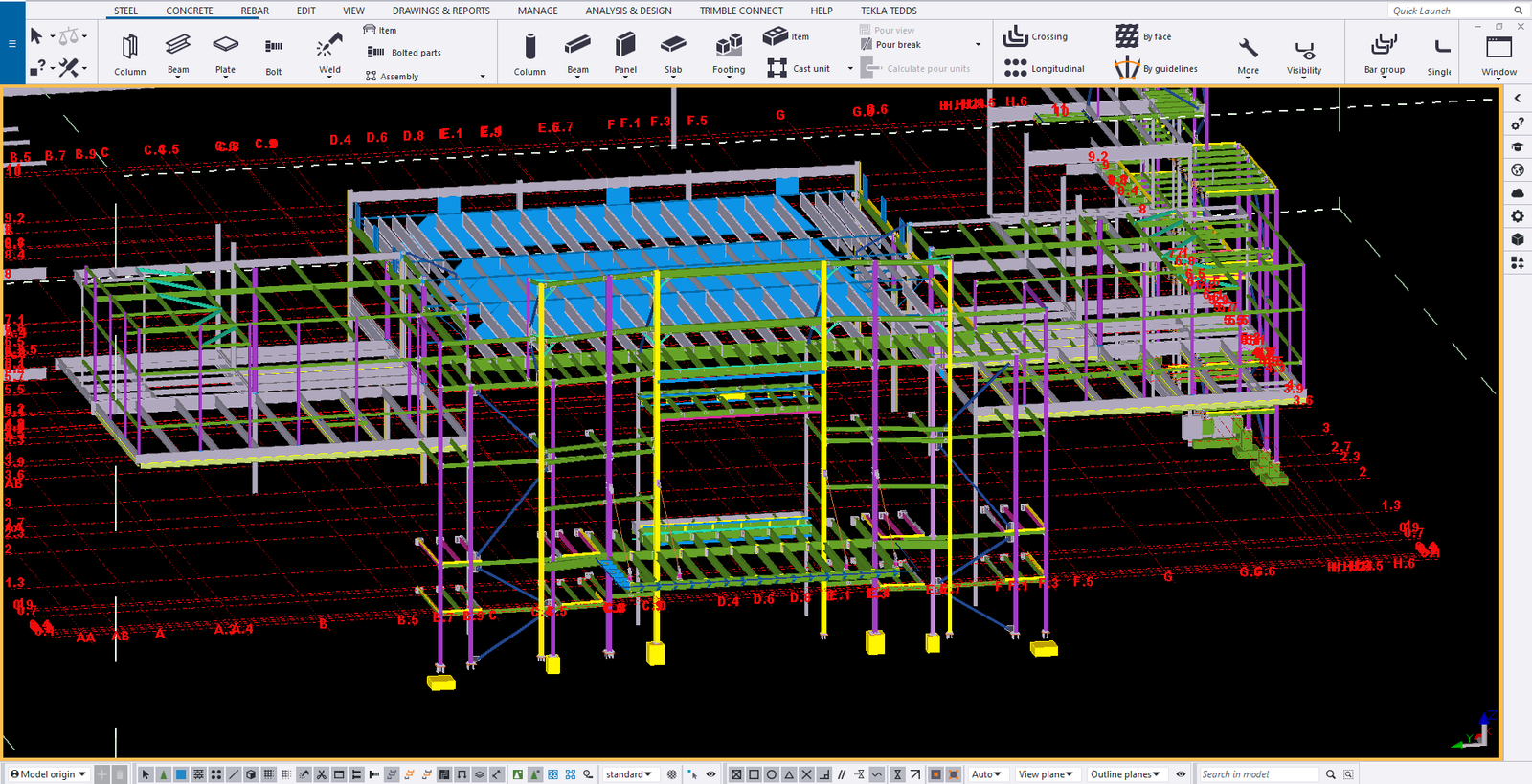Tekla Structures structural steel modeling project